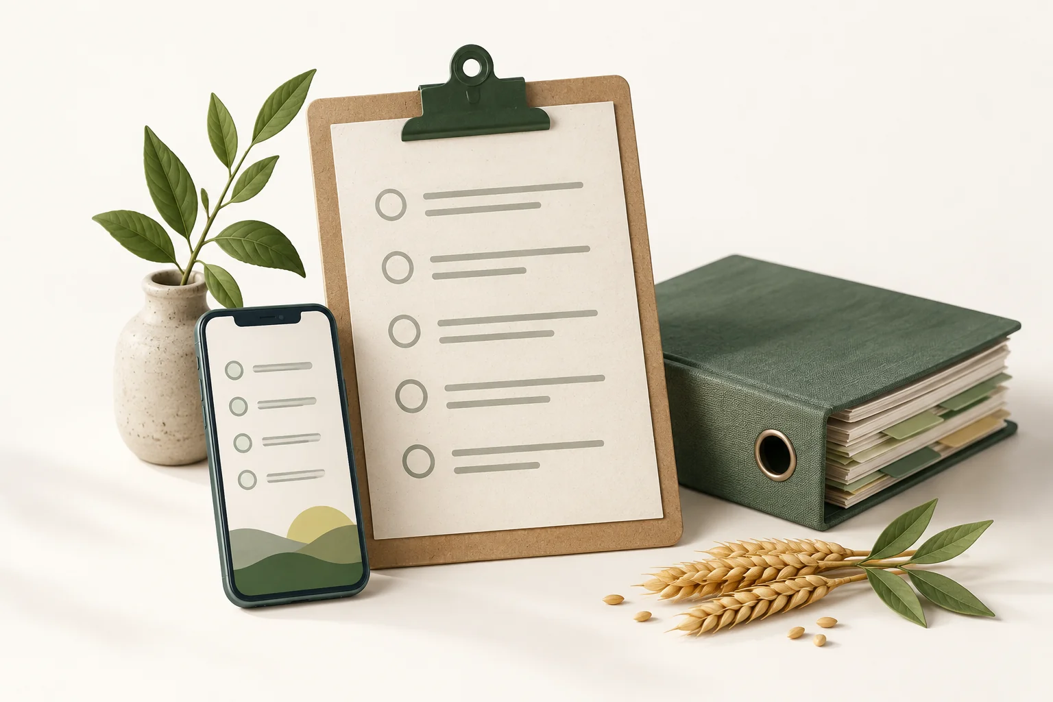 Concept illustration: an organized clipboard and digital checklist